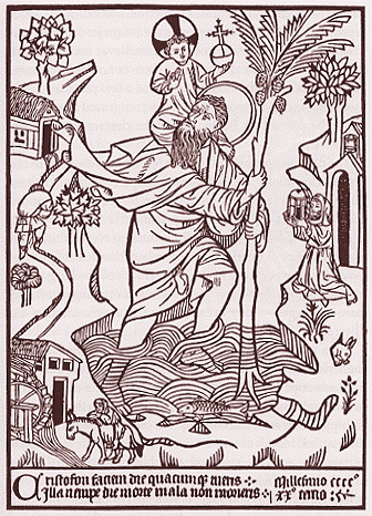 St. Christopher. Earliest Dated Woodcut. 1423